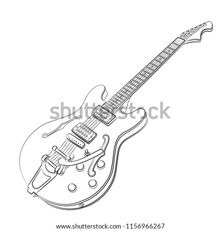 electric guitar on white background linear vector illustration.  Сток-фото © 