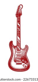 Electric guitar. Original vector illustration in vintage style. Design element.