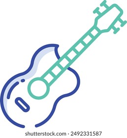 Electric Guitar outline color vector illustration