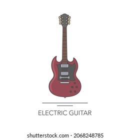 Electric Guitar Outline Colorful Icon. Vector Illustration. Collection