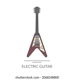 Electric guitar outline colorful icon. Vector illustration. Collection