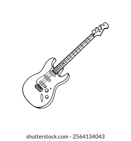 Electric Guitar Outline Vector for Coloring Pages and Design Projects