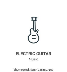 Electric guitar outline vector icon. Thin line black electric guitar icon, flat vector simple element illustration from editable music concept isolated on white background