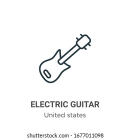 Electric guitar outline vector icon. Thin line black electric guitar icon, flat vector simple element illustration from editable united states concept isolated stroke on white background