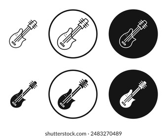 Electric Guitar outlined icon vector collection.