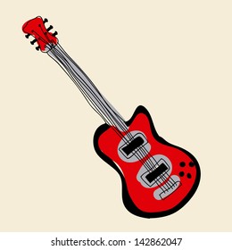 electric  guitar over pink background vector illustration