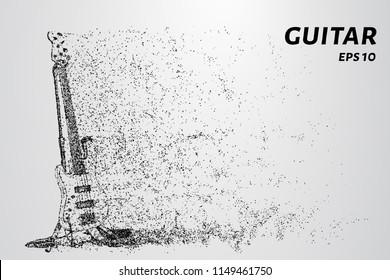 Electric guitar from particles. The electric guitar on the stand consists of circles and dots