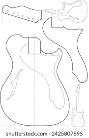 Electric guitar parts, vector infographic