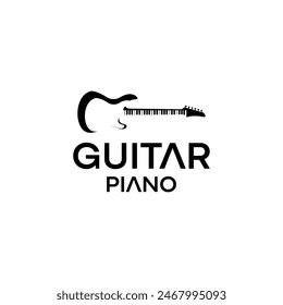 Electric Guitar with Piano Logo Design