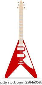 Electric guitar, red electric guitar icon isolated on white background. Background image, vector, postcard, poster.