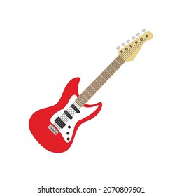 Electric Guitar Red And White Color Editable.Red Candy Bar Color Guitar.Electric Guitar Logo