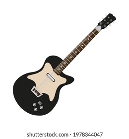 Electric guitar. Rock music instrument. Acoustic and electric guitar musical instruments for entertainment. Electrica vintage design guitare. Vector illustration.