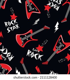 Electric guitar seamless pattern. Vector illustration.