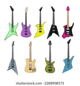 electric guitar set cartoon. air ventilator, wind cool, summer object, home ventilation electric guitar illustration