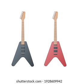 Juego de guitarra eléctrica. Ilustración plana vectorial de color. Aislado sobre fondo blanco.