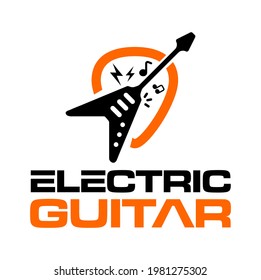 Electric Guitar Shop Logo. Music Studio Logo. Electric Guitar Logo Icon. Best For Music Shop Logo. 