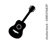 Electric Guitar, guitar silhouette .Acoustic and heavy rock electric guitars musical instruments. 