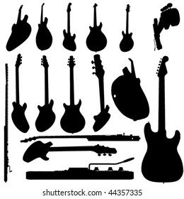 electric guitar silhouette set