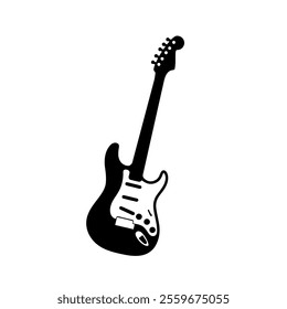 Electric Guitar Silhouette Vector Illustration Icon.