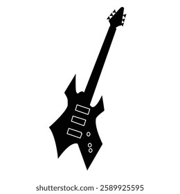 electric guitar silhouette,musical instrument isolated on white background.