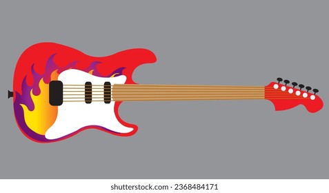 Electric guitar, simple musical instrument performance Group of icons in modern flat style, different colors and cool patterns