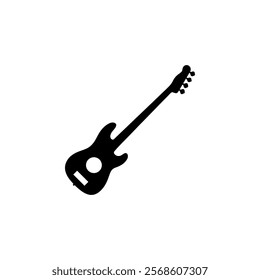 Electric Guitar Solid Flat Vector Icon Isolated on White Background.