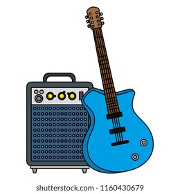electric guitar with speaker