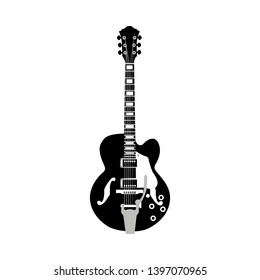 Electric Guitar String Musical Instrument Silhouette. Vector Illustration.