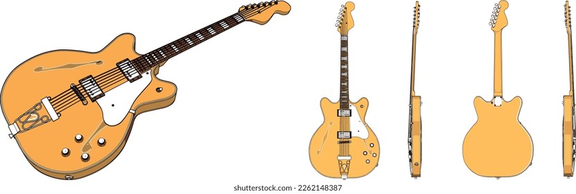 electric guitar stringed musical instrument ilustration