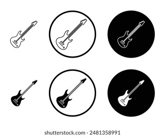 Electric Guitar thin line vector icon set.