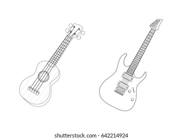 electric guitar and ukulele strokes