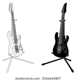 Electric Guitar Vector 16. Illustration Isolated On White Background. 