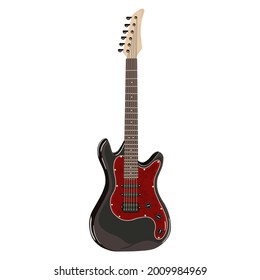 Guitarra eléctrica. Ilustraciones de color vectorial aisladas en un fondo blanco. Un elemento de diseño dibujado a mano.