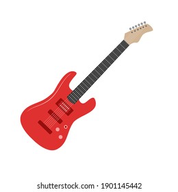 Guitarra eléctrica, imagen de color vectorial en un fondo blanco.