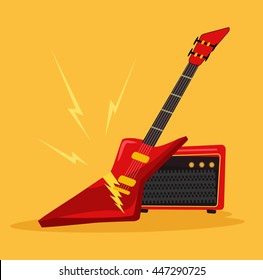 Electric guitar. Vector flat cartoon icon illustration