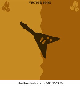 Electric guitar vector  icon. Coffee symbol background.