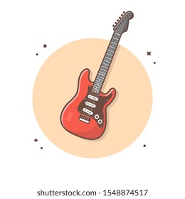 Electric Guitar Vector Icon Illustration. Music Icon Concept White Isolated. Flat Cartoon Style Suitable for Web Landing Page, Banner, Sticker, Background