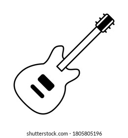 Electric guitar vector icon illustration. Isolated electrical guitar vector design. Guitar outline template design. Musical Instruments icons vector