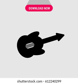 Electric Guitar Vector Icon, The symbol of musical instrument. Simple, modern flat vector illustration for mobile app, website or desktop app 