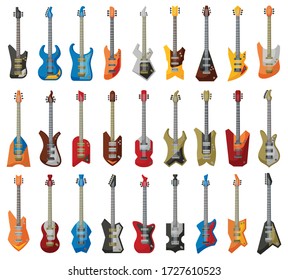 Electric guitar vector illustration on white background. Vector cartoon set icon music instrument. Isolated cartoon set icon electric guitar.