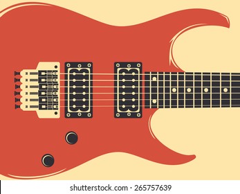 Electric guitar, vector illustration, retro style colors