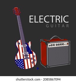Electric guitar vector illustration. Rock music instrument