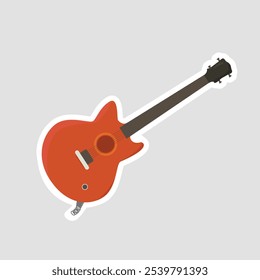 Electric Guitar Vector Illustration Sticker – Vibrant Musical Instrument Graphic for Music Lovers. Perfect for decorating music-themed materials or planners