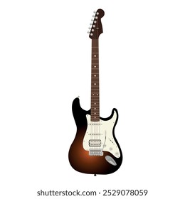 Elektrische Gitarre, Vektorgrafik. Elektrische Gitarre Stratocaster. Vintage Sunburst Farbe Elektrische Gitarre. 