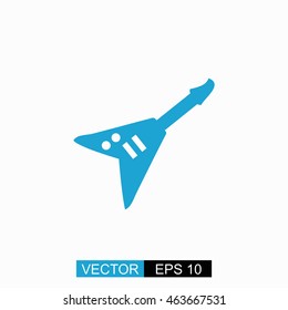 Electric guitar vector. Isolated blue icon on white background.