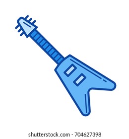 Electric guitar vector line icon isolated on white background. Electric guitar line icon for infographic, website or app. Blue icon designed on a grid system.