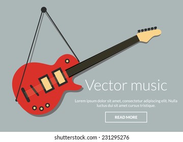 Electric guitar vector music concept for advertising 