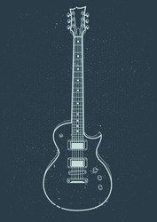 Electric Guitar Vector. Outline Style Guitar Art.