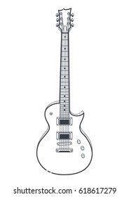 Electric Guitar Vector. Outline style guitar art.