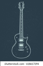 Electric Guitar Vector. Outline style guitar art.